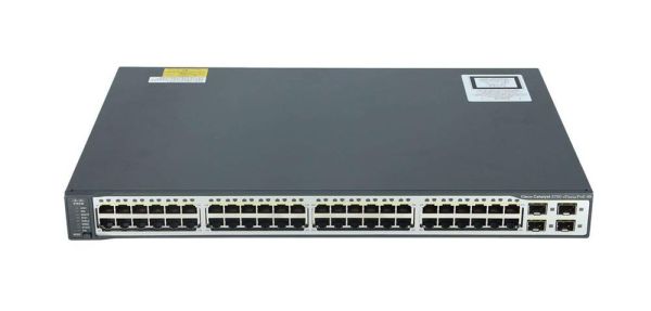 WS-C3750V2-48PS-E - Cisco Catalyst 3750 Series 48-Ports 10/100/1000BASE-T PoE+ Layer 3 Rack-mountable Managed Stackable Switch with 4-Ports SFP