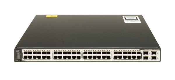 WS-C3750V2-48TS-E - Cisco Catalyst 3750V2-48TS 48-Ports 10Base-T/100Base-TX RJ-45 Manageable Layer 3 Rack Mountable 1U and Stackable Network Switch with 4-Ports SFP