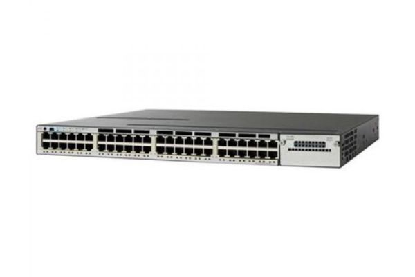 WS-C3850-48F-E - Cisco Catalyst 3850 Series 48-Ports 10/100/1000BASE-T PoE+ Layer 3 Rack-mountable Managed Stackable Switch