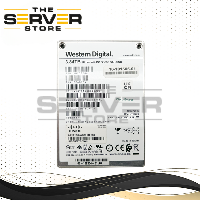 Western Digital 3.84TB SAS 12G 2.5" SSD WD Ultrastar DC SS530 WUSTR1538ASS205
