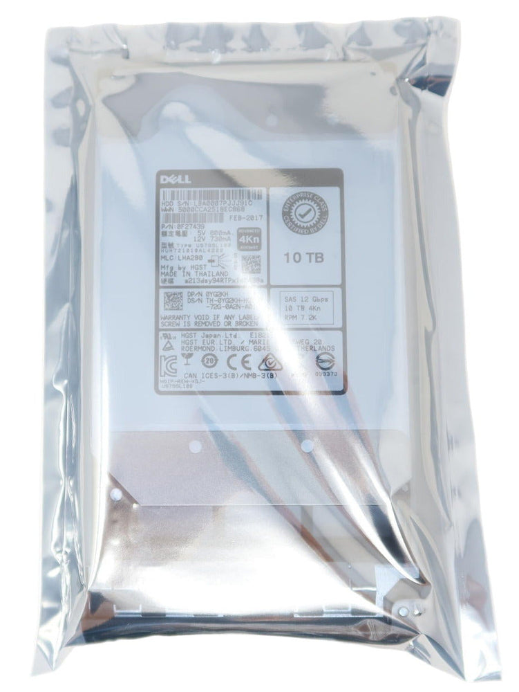 YG2KH Dell 10TB 7.2K 12G 3.5" 4Kn SAS Hard Drive HUH721010AL4200