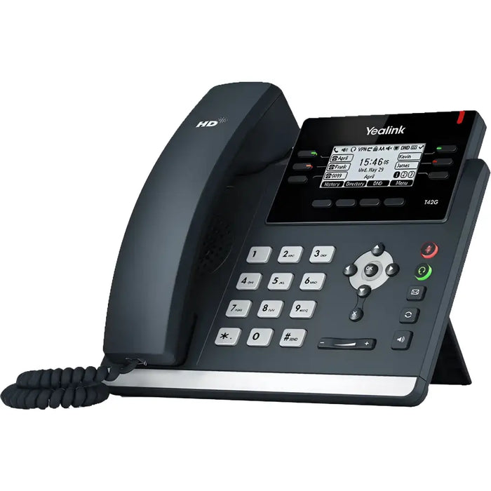 Yealink SIP-T42G 12-Line Gigabit VoIP Phone | HD Voice, PoE, Dual GigE - Refurbished