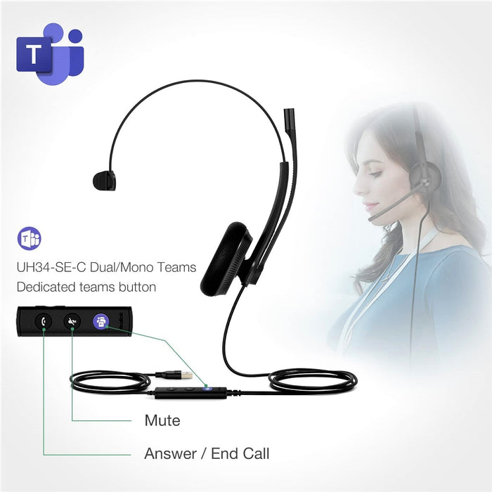 Yealink UH34 Dual/Mono USB-A Wired Headset