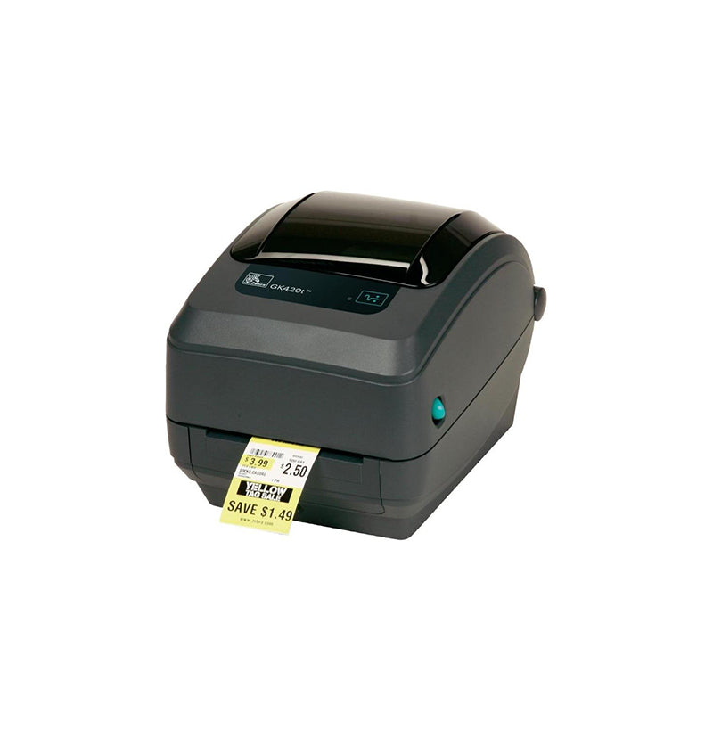 Zebra GX420t 203 dpi 6 ips USB, Ethernet, Serial Cutter LCD Display Thermal Transfer Desktop Barcode Label Printer - GX42-102410-000