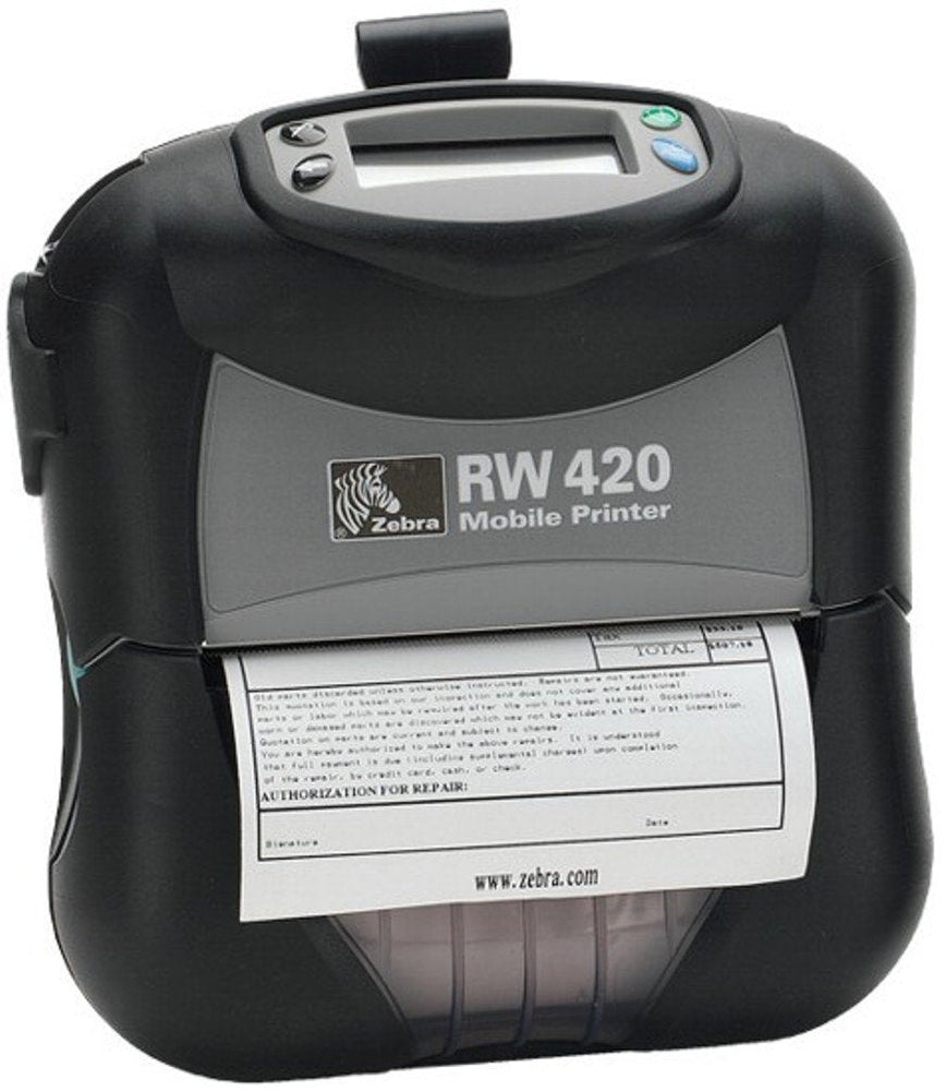Zebra RW420 203 dpi 3 ips USB, Bluetooth, Serial LCD Display Direct Thermal Portable Barcode Label Printer - R4D-0UBA000N-00