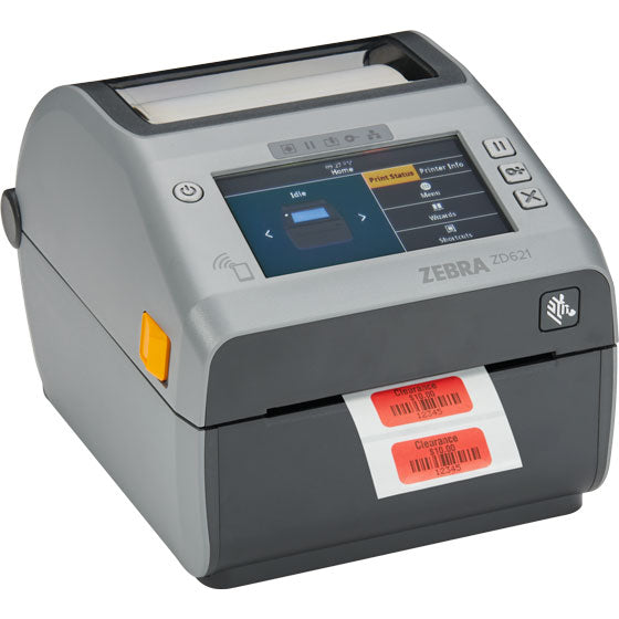 Zebra ZD621 203 dpi 8 ips USB, Bluetooth, Ethernet, Serial, Wi-Fi Linerless Cutter Touch Screen LCD Display Thermal Transfer Desktop Barcode Label Printer - ZD6A142-D41L01EZ