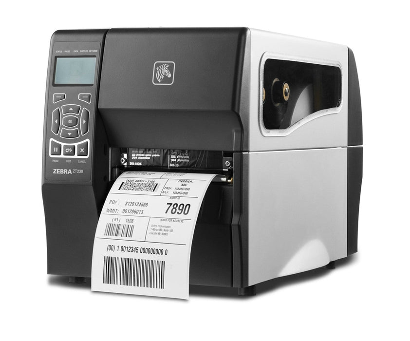 Zebra ZT230 203 dpi 6 ips USB, Ethernet, Serial LCD Display Thermal Transfer Desktop Industrial Barcode Label Printer - ZT23042-T01200FZ