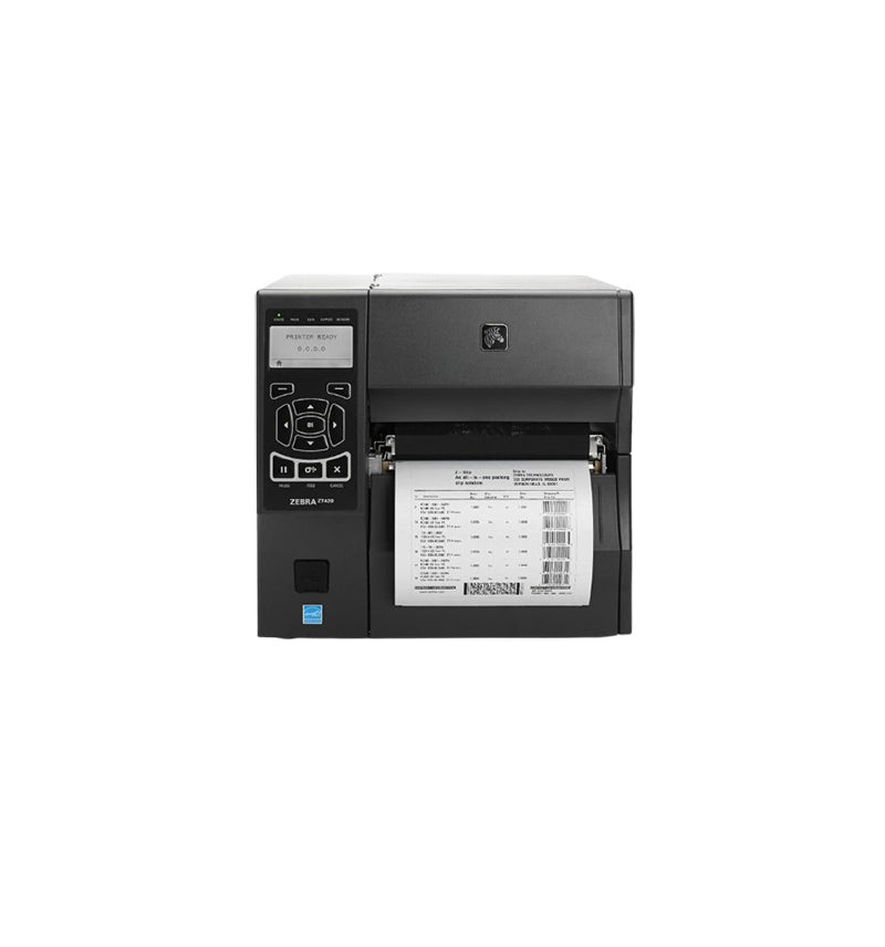 Zebra ZT420 300 dpi 12 ips USB, Bluetooth, Ethernet, Serial Rewinder LCD Display Thermal Transfer Desktop Industrial Barcode Label Printer - ZT42063-T410000Z