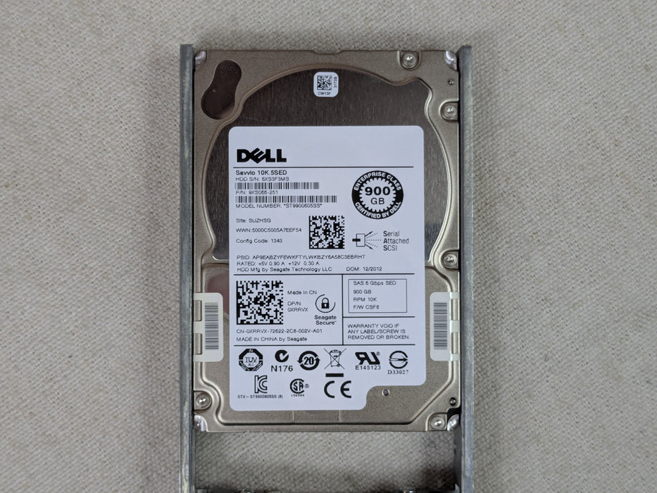 Dell XRRVX 900GB 10k 6Gb/s 2.5” SAS SED Self-Encrypting Hard Drive ST9900605SS