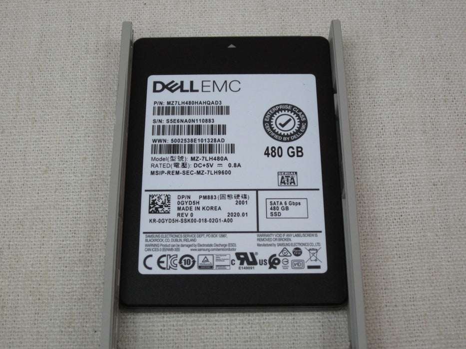 Dell GYD5H 480GB 6Gb/s 2.5” SATA RI SSD Solid State Drive with 2.5” Tray