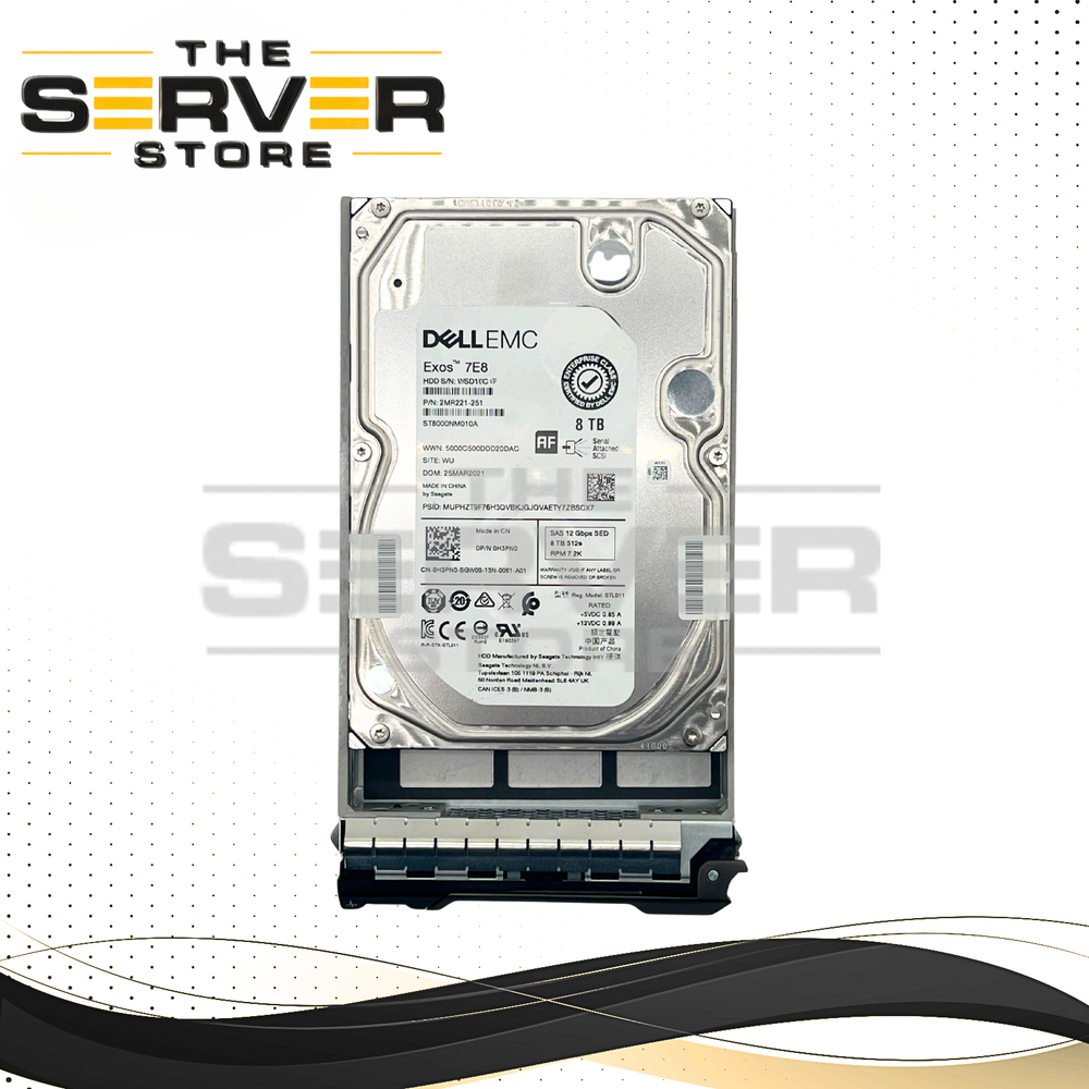 Dell EMC 8TB SAS 12G 7.2K RPM LFF 3.5" SED HDD Seagate Exos 7E8 Series ST8000NM010A 0H3PN0 H3PN0 (With Gen 13th 3.5" LFF Tray)