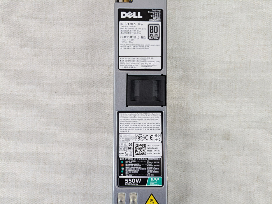 Dell 550W 80 Plus Platinum Power Supply for R330 R430 R420 X185V RYMG6 034X1