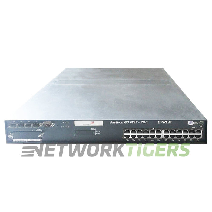 NEW Brocade FGS624P-EPREM 20x 1GB PoE RJ45 4x 1GB Combo Switch