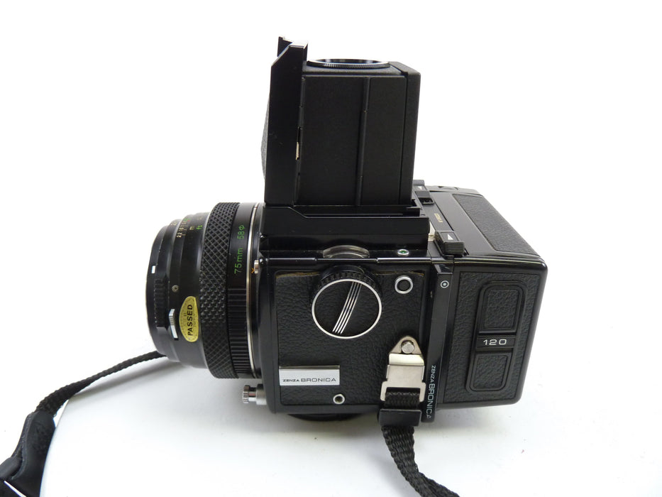 Bronica ETR Outfit with 75MM F2.8 Lens, 120 Back, and Waist Level Finder