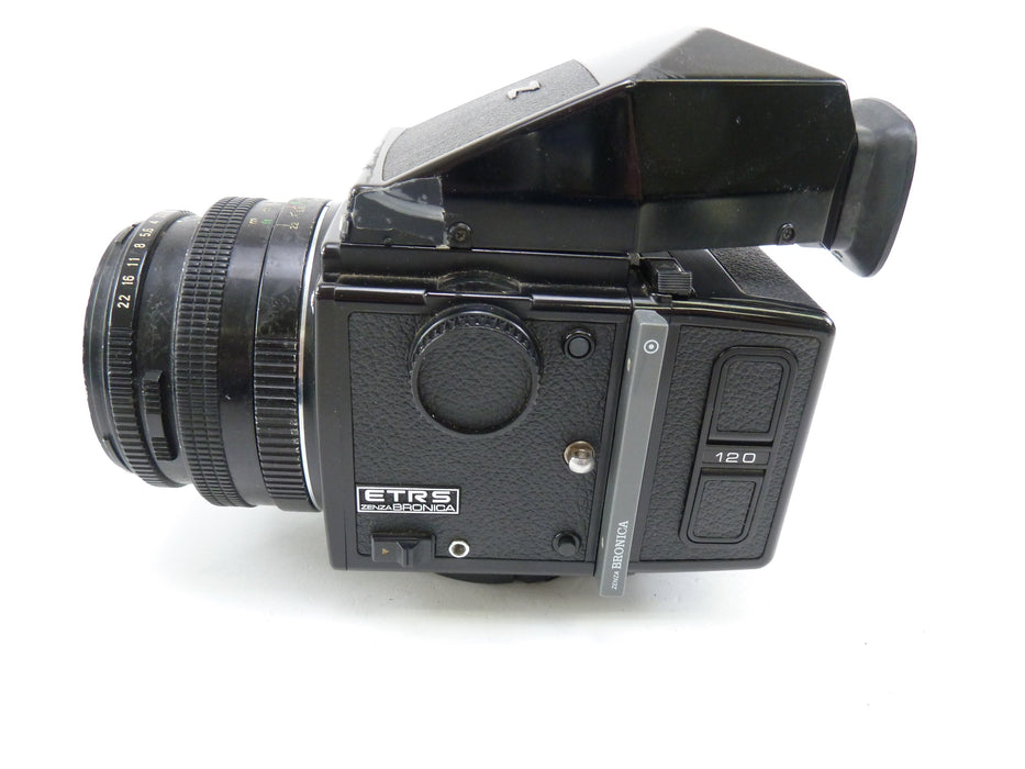 Bronica ETRS Kit with 75MM F2.8 Lens, 120 Back, and Prism Finder