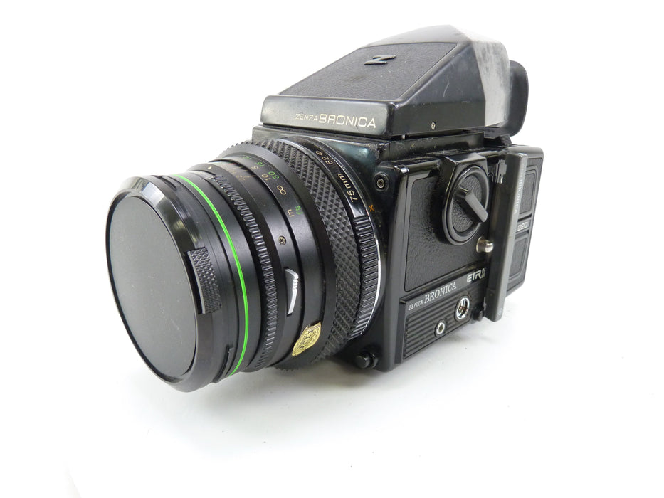 Bronica ETRSi Camera Kit with 75MM F2.8 Lens, 220 Back, and Prism Finder