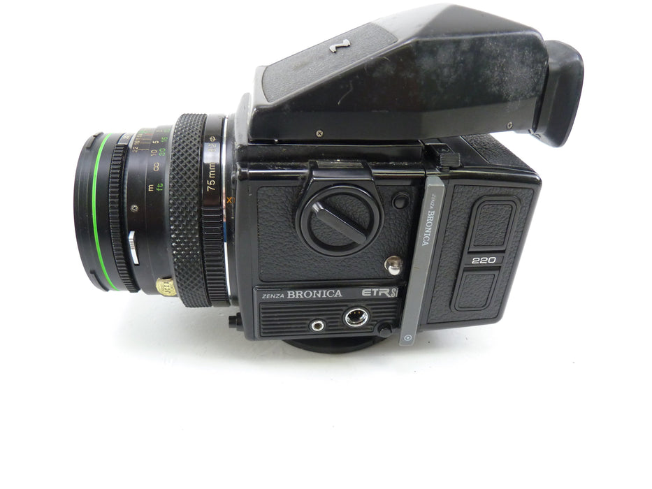 Bronica ETRSi Camera Kit with 75MM F2.8 Lens, 220 Back, and Prism Finder