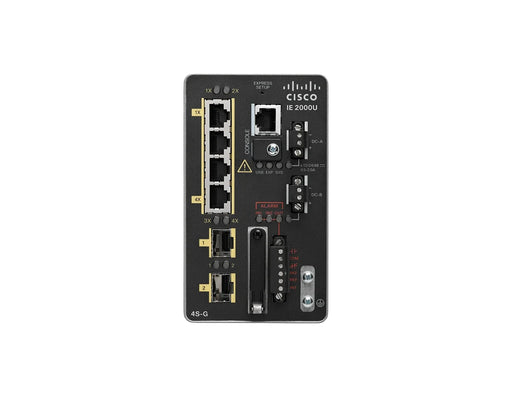Cisco Industrial Ethernet 2000U IE-2000U-4S-G 4-Port Fiber Data DIN-Rail Switch with 2x 1G SFP, LAN Base