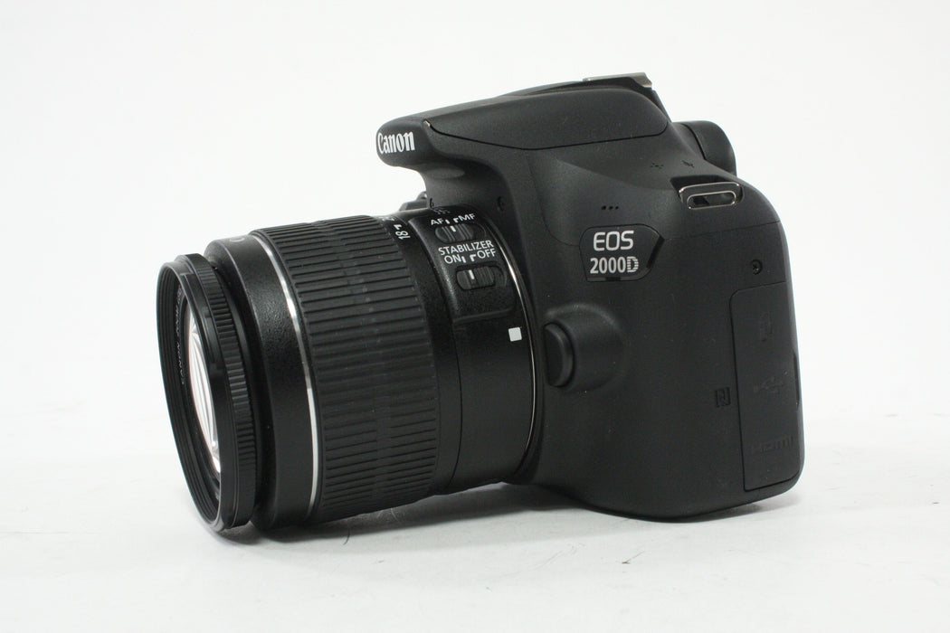 Canon 2000D DSLR with 18-55mm f/3.5-5.6 Lens with a Shutter Count of 3