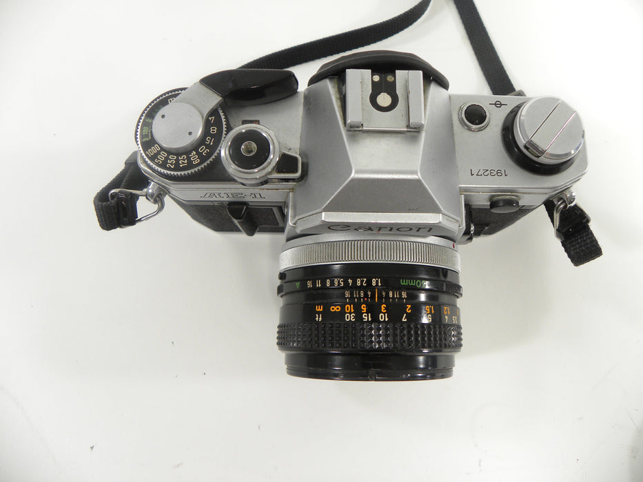 Canon AE-1 35mm SLR with a 50mm f/1.8 S.C. FD Lens