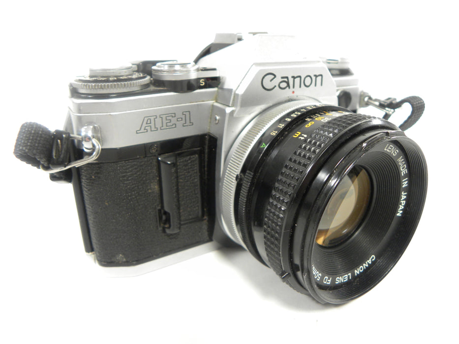 Canon AE-1 35mm SLR with a 50mm f/1.8 S.C. FD Lens