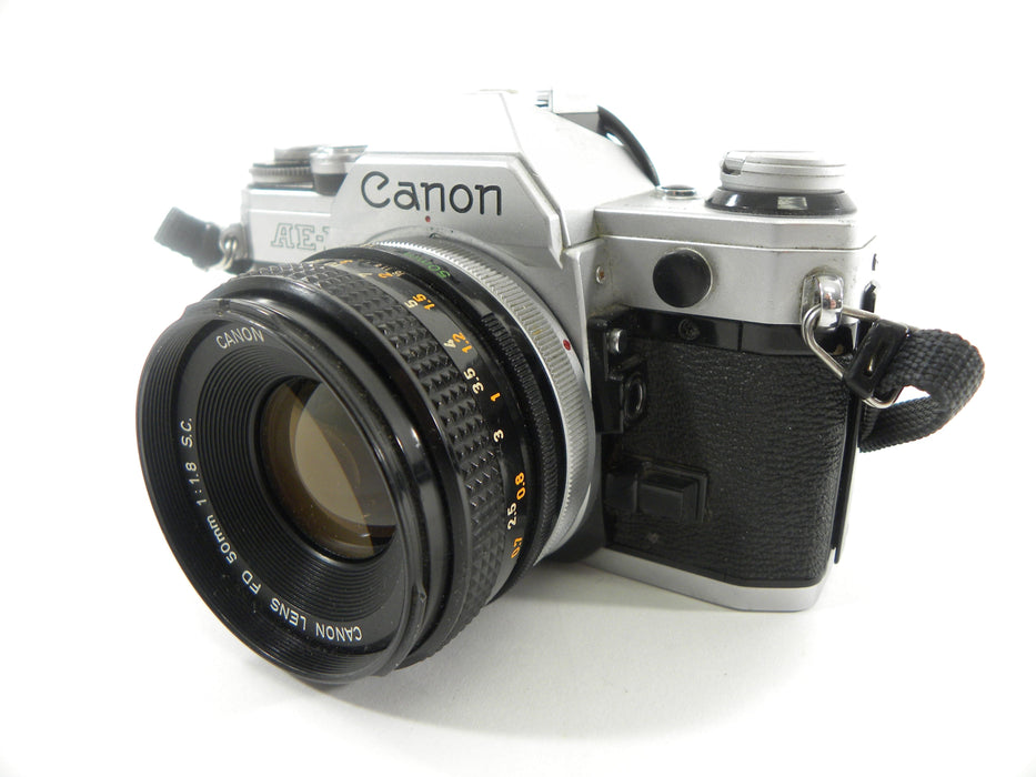 Canon AE-1 35mm SLR with a 50mm f/1.8 S.C. FD Lens