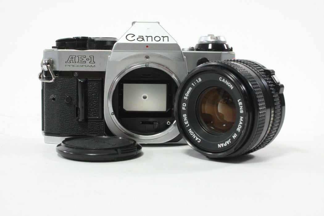 Canon AE-1 Program 35mm SLR Camera with 50mm f/1.8 FD Lens