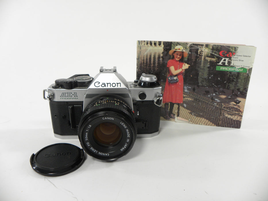 Canon AE-1 Program 35mm SLR Camera with a 50mm f/1.8 FD Lens