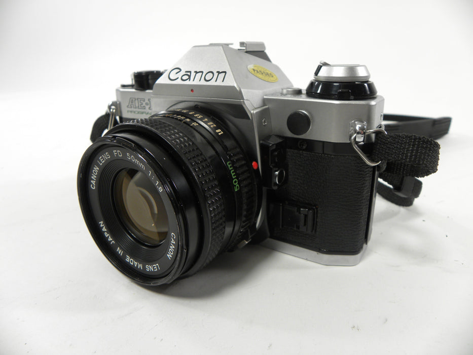 Canon AE-1 Program 35mm SLR Camera with a 50mm f/1.8 S.C. FD Lens