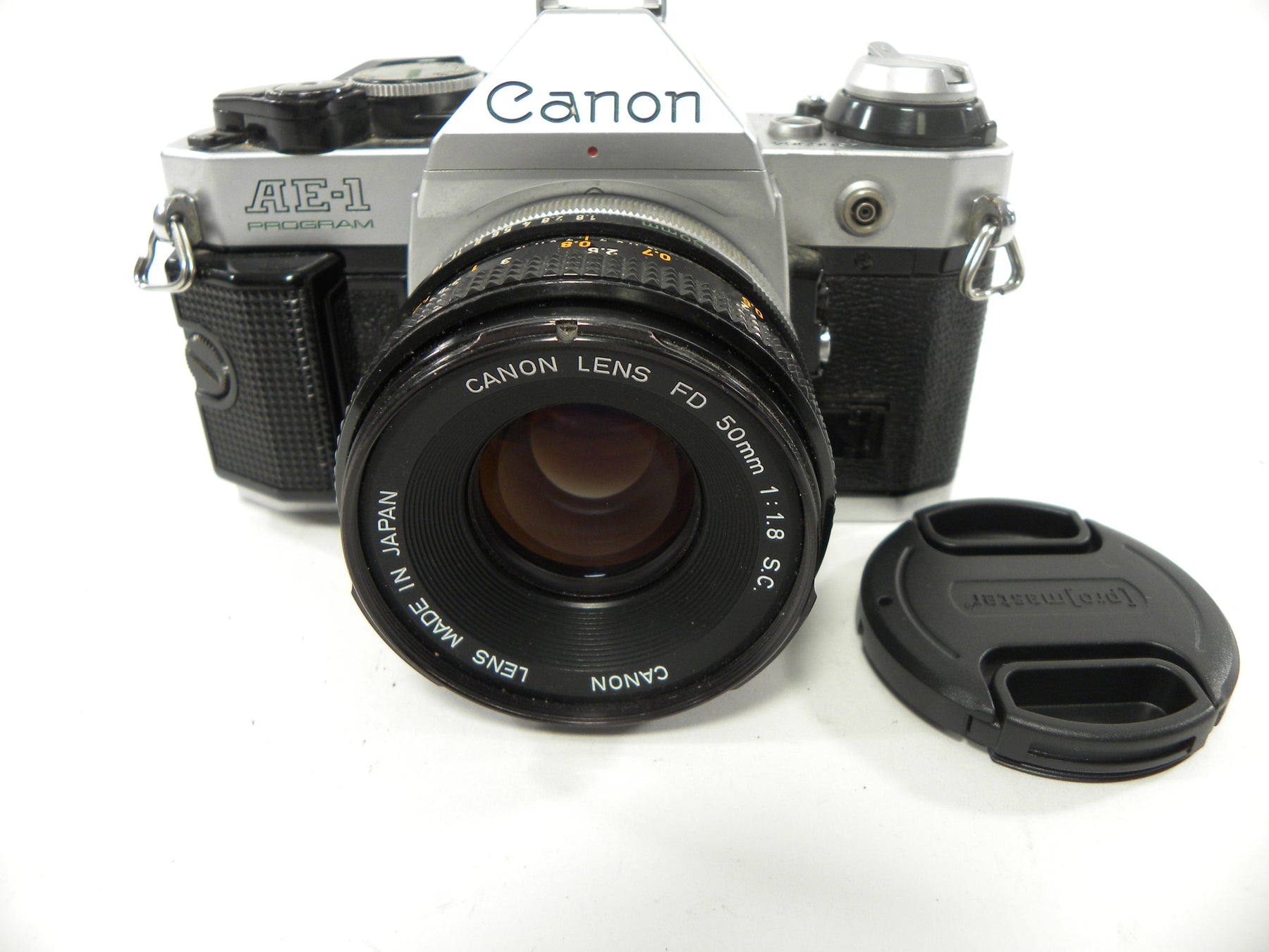 Canon AE-1 Program 35mm SLR Camera with a 50mm f/1.8 S.C. FD Lens