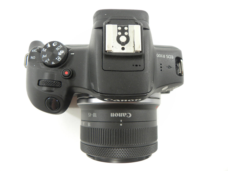 Canon EOS R100 24.1mp Digital Mirrorless w/RF-S 18-45 shutter ct.
