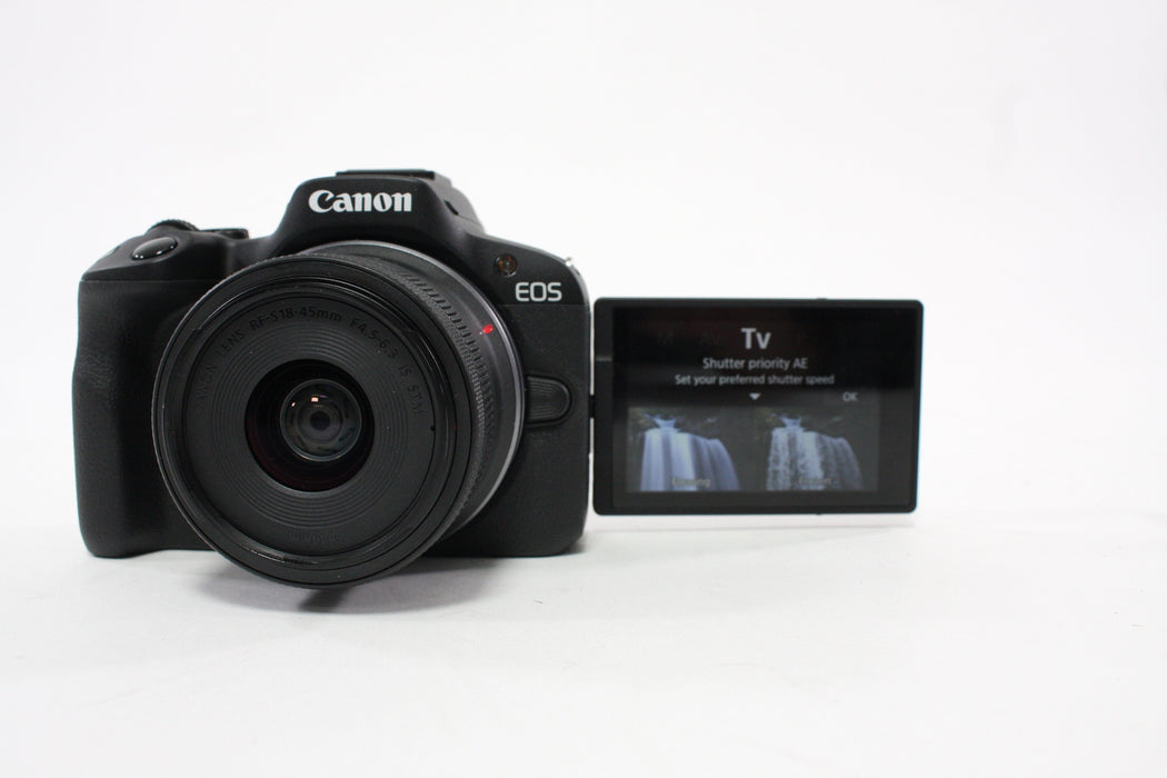 Canon EOS R50 Mirrorless Camera with 18-45mm f/4.5-5.3 IS STM SC 1,000 or less