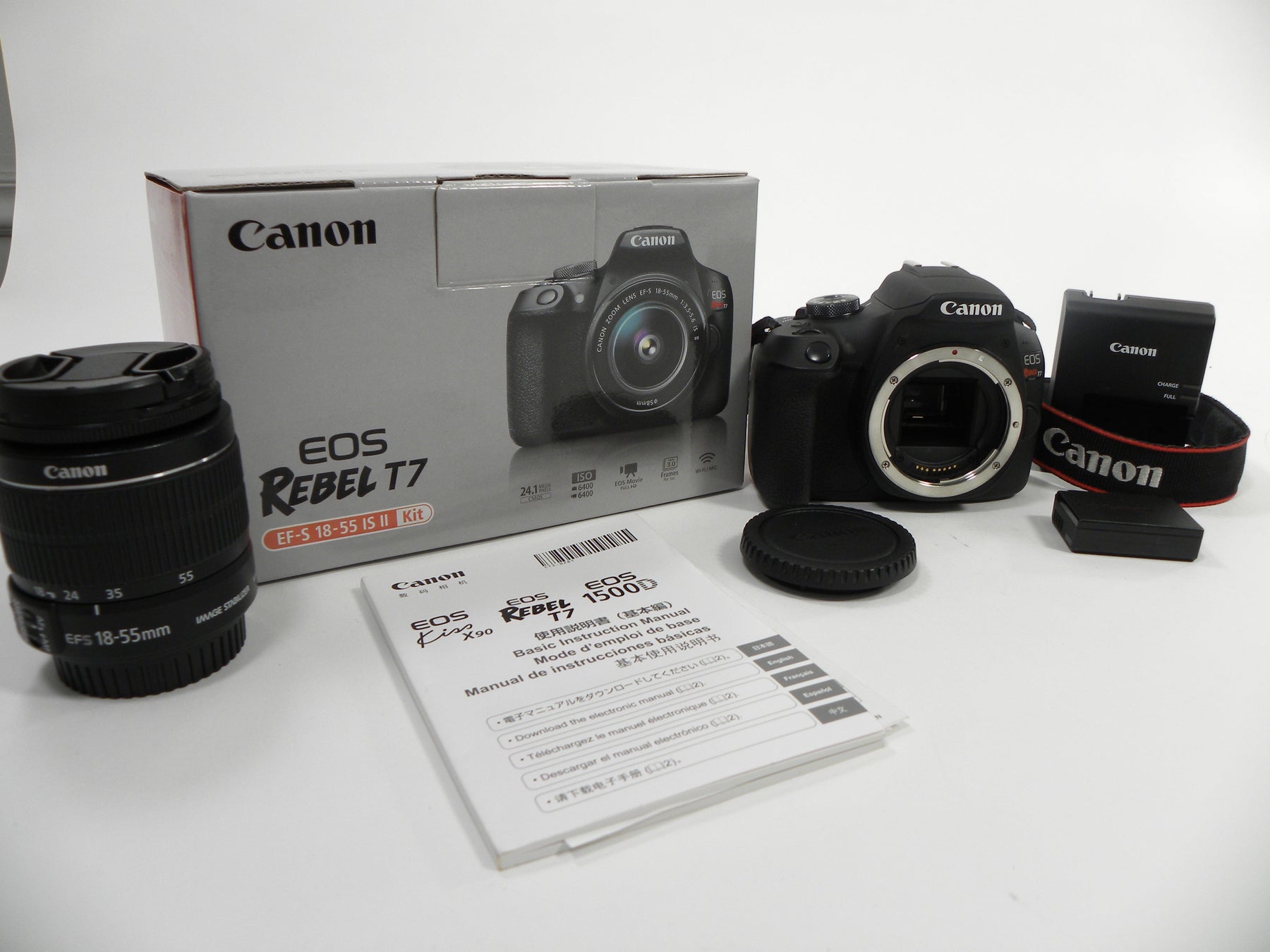 Canon EOS Rebel T7 24.1mp Digital SLR w/EF-S 18-55 IS II Shutter Ct. 4,409