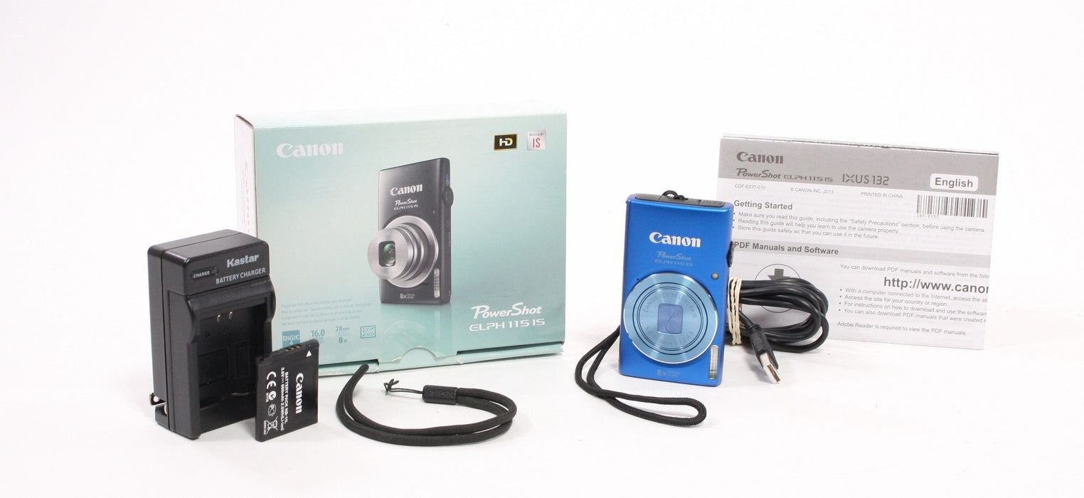 Canon PowerShot ELPH 115 IS Digital Point-and-Shoot Camera 8x Zoom 16.0mp (Blue)