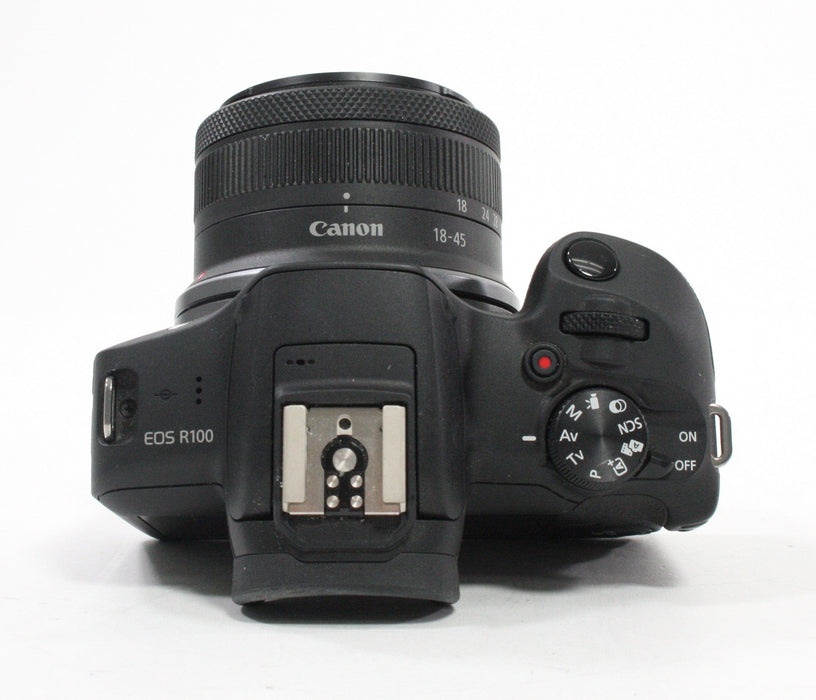 Canon R100 Mirrorless Digital Camera with 18-45mm f/4.5-5.6 IS STM Lens with Shutter Count (less than) 1,000
