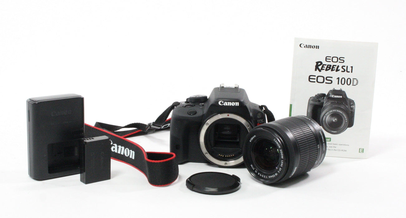 Canon Rebel SL1 EOS 100D DSLR Camera with 18-55 f/3.5-5.6 STM Lens with Shutter Count 4,891