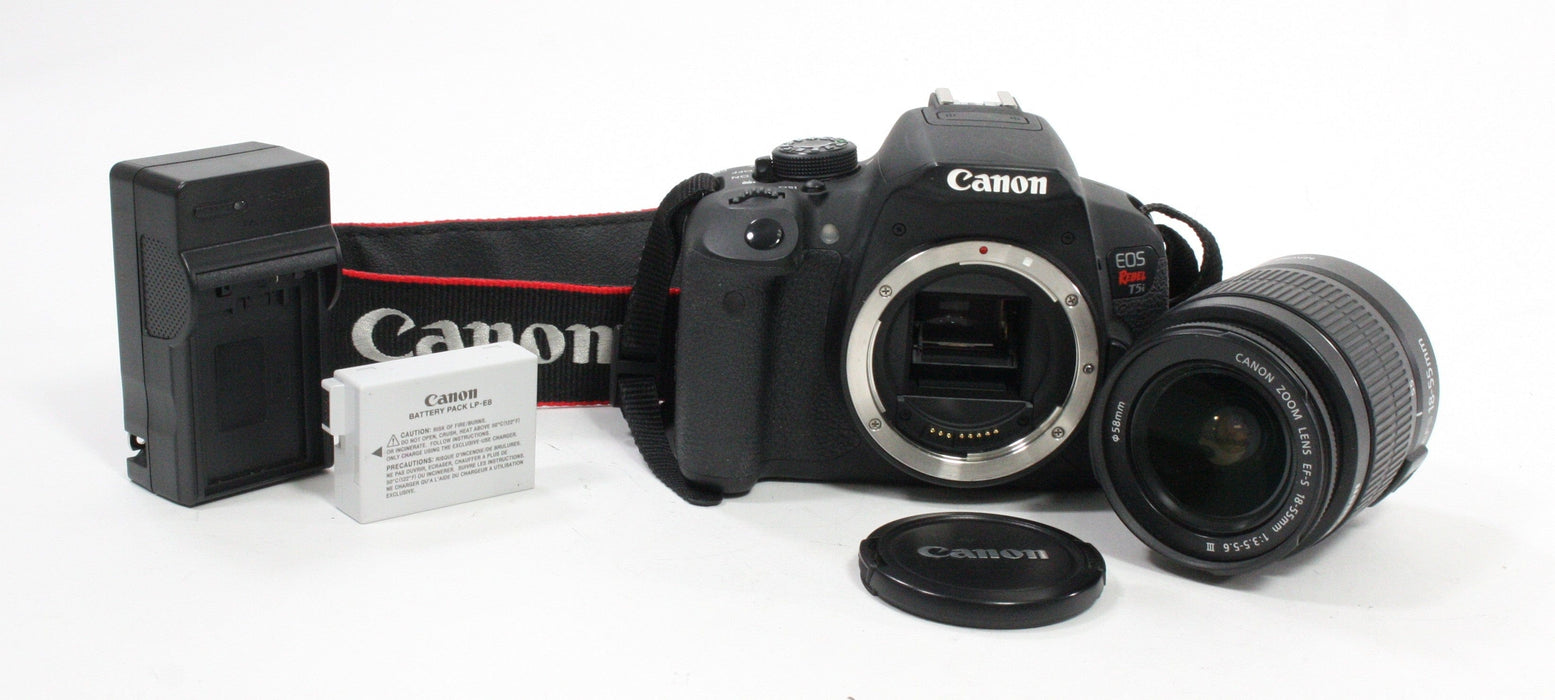 Canon Rebel T5i Digital SLR with 18-55mm f/3.5-5.6 III EF-S Lens Shutter Count 7,128