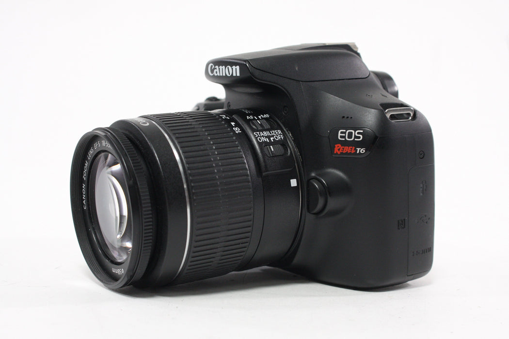 Canon Rebel T6 DSLR Camera with 18-55mm f/3.5-5.6 IO II Lens SC 6,560