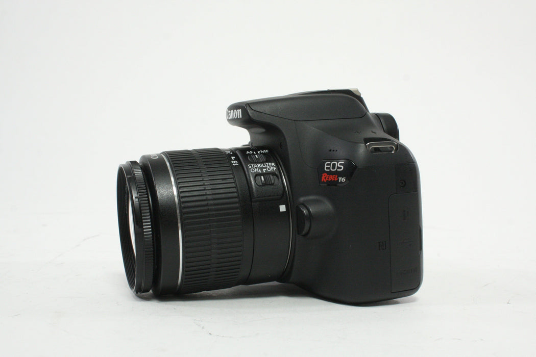 Canon Rebel T6 DSLR Camera with 18-55mm f/3.5-5.6 IS II EF-S Lens with a Shutter Count of 7,362