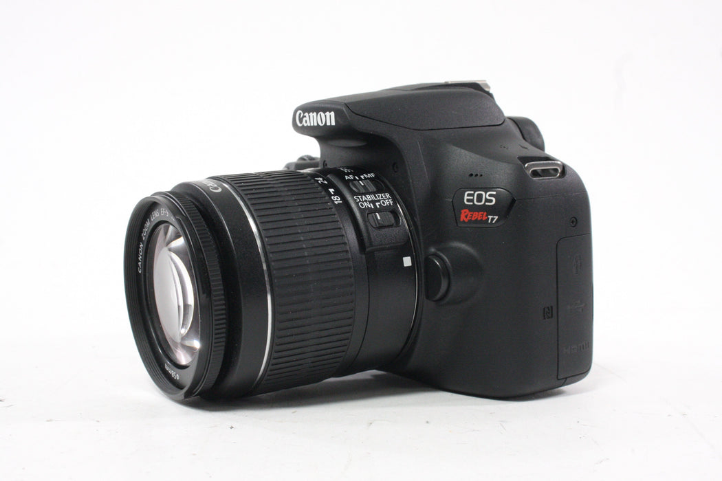 Canon Rebel T7 DSLR Camera with 18-55mm f/3.5-5.6 IS II Lens Shutter Count 2,185