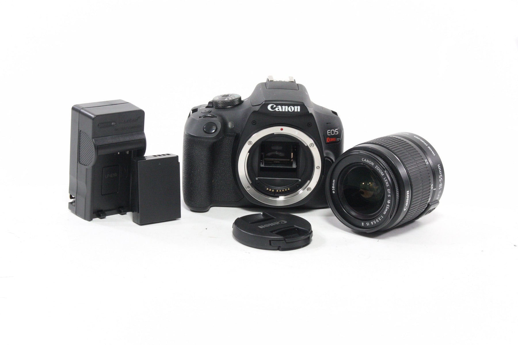 Canon  Rebel T7 DSLR with 18-55mm  f/3.5-5.6 IS II Lens Shutter Count 5,582