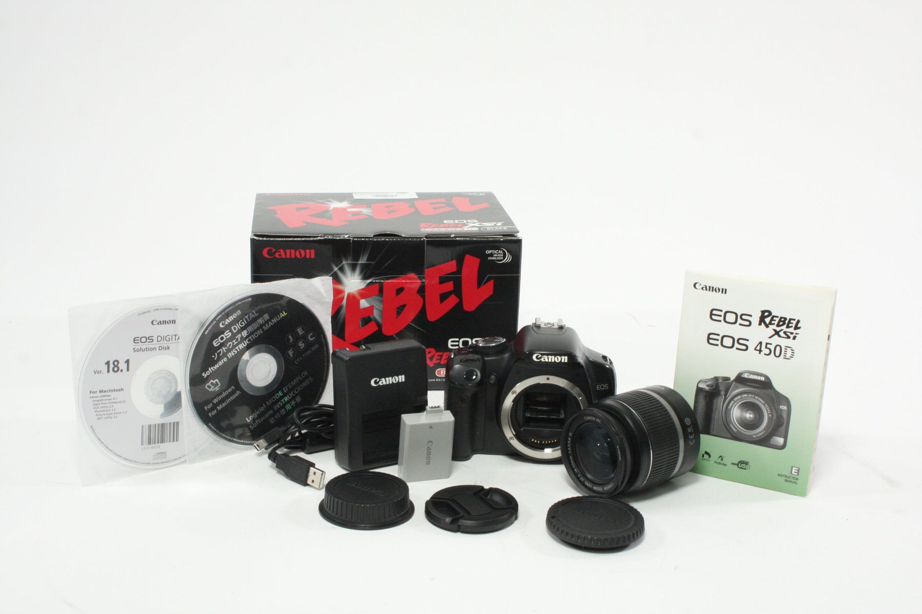 Canon Rebel XSi DSLR Camera with 18-55mm f/3.5-5.6 IS EF-S Lens Shutter Count 18,504