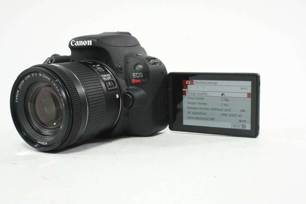 Canon EOS Rebel SL2 DSLR Camera with 18-55mm f/4-5.6 IS STM EF-S EF Mount Lens with a Shutter Count of 608
