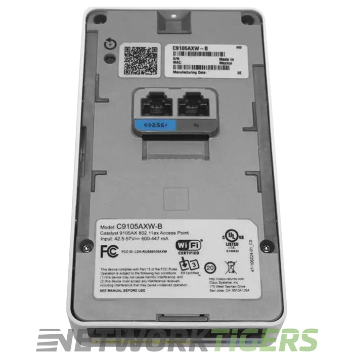 Cisco C9105AXW-B Internal Antennas Wi-Fi 6 2x2 MIMO Wall Plate Wireless AP