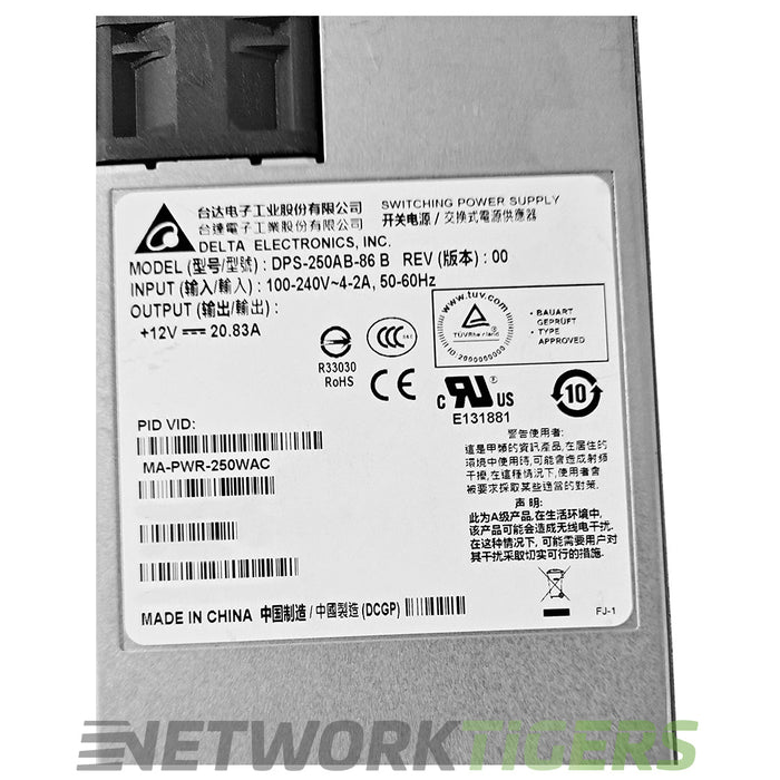 Cisco Meraki MS450 Series MA-PWR-250WAC 250W AC Non-PoE Switch Power Supply