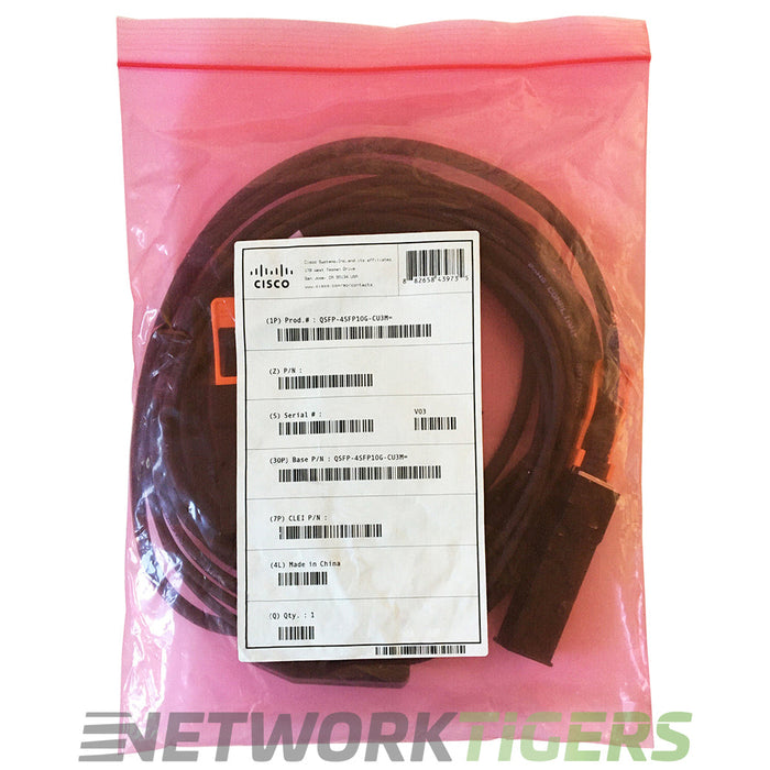 NEW Cisco QSFP-4SFP10G-CU3M 3m 1x 40GB QSFP+ to 4x 10GB SFP+ Breakout Cable