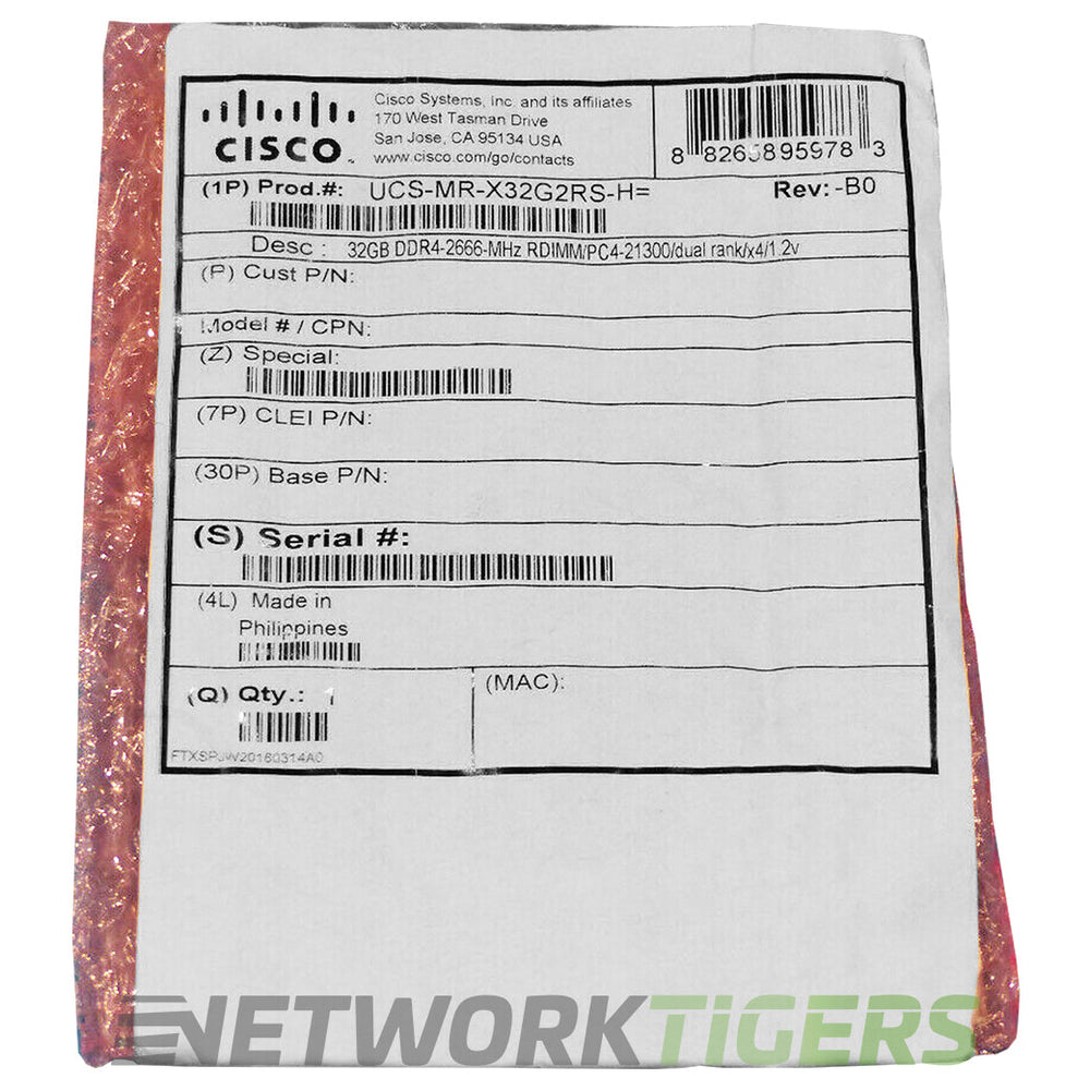 NEW Cisco UCS-MR-X32G2RS-H UCS Series 32GB DDR4 SDRAM Server Memory