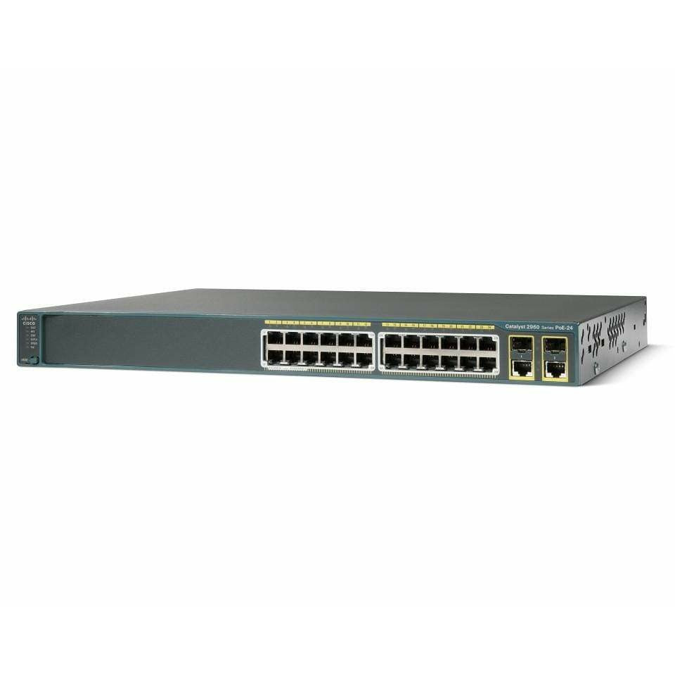 Cisco Catalyst 2960 24 Port 10/100 POE + 2 T/SFP Image Switch - WS-C2960-24PC-L