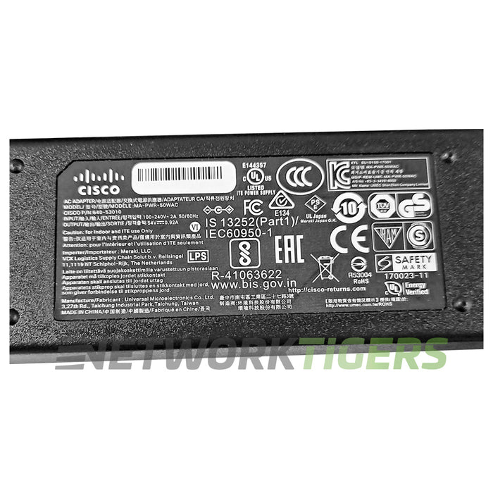 NEW Cisco Meraki MA-PWR-50WAC 50W 54V .092A AC Z3-HW Power Adapter