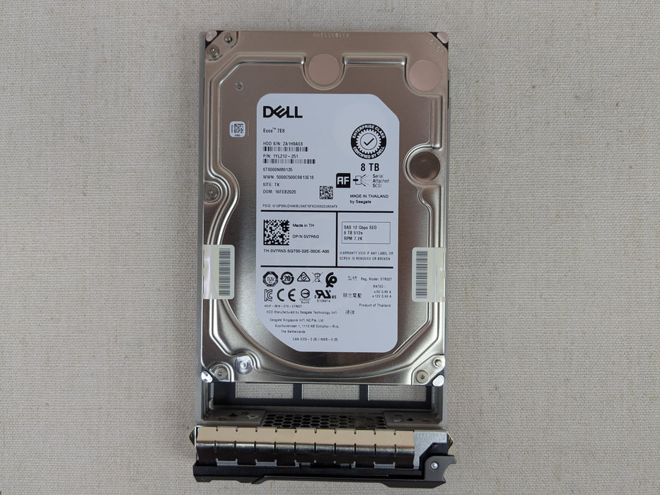 Dell V7RN3 8TB 7.2k 12Gb/s 3.5" SAS SED Hard Drive ST8000NM0135 w/ 13G Tray
